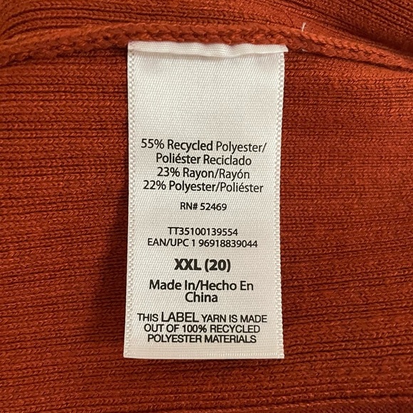 NWOT Time and Tru Orange Open Front Cardigan Sweater w/ Long Sleeves and… - Picture 8 of 11